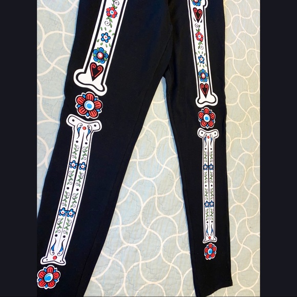 Matching pants Day of the Dead, skeleton Halloween XL Mexican Flowers leggings - Picture 5 of 5